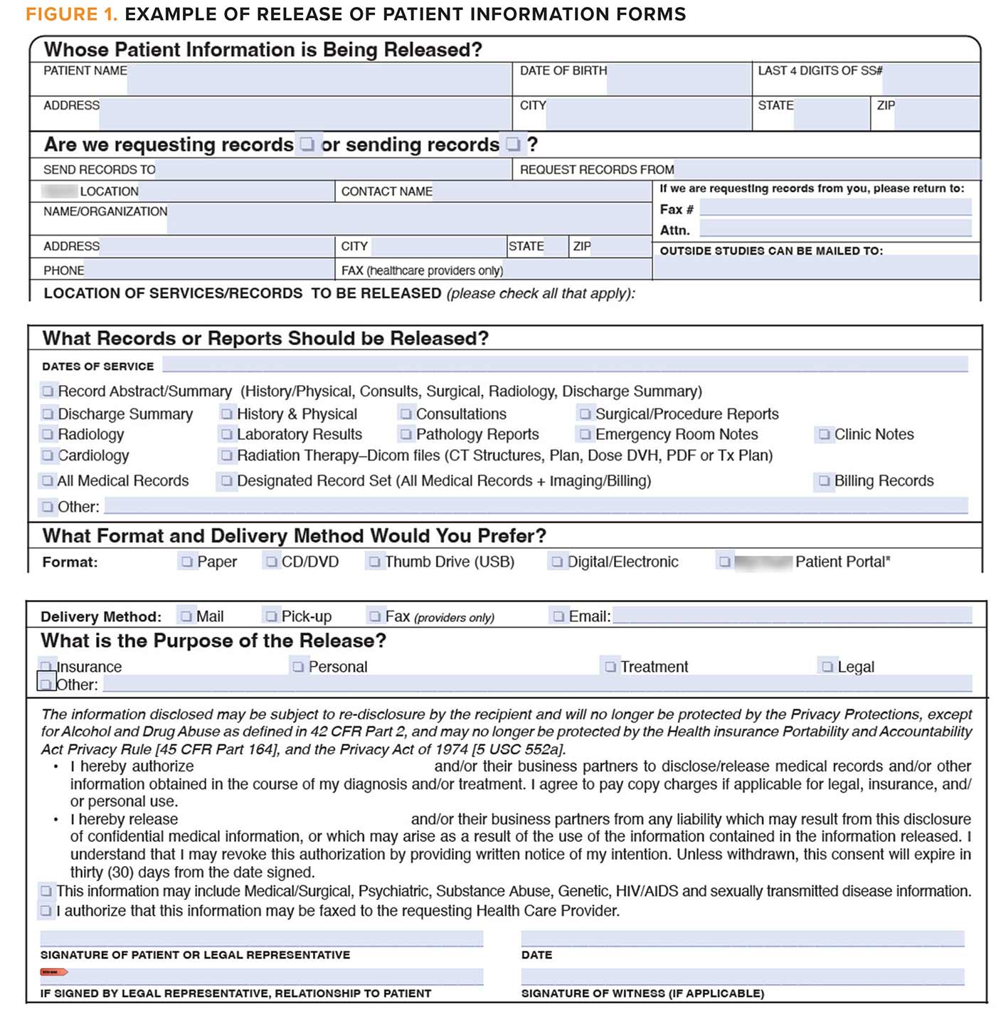 Figure 1. Example of patient information forms